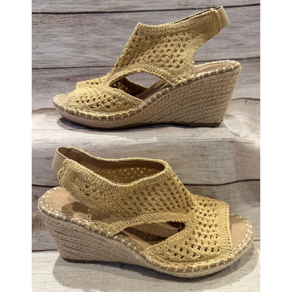 Gentle Souls By Kenneth Cole Women's Cody Knit Round Toe Wedge Sandals Size 6.5